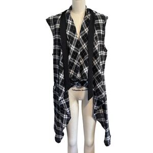 NWT DAL Collection Black White Linen Check Vest Freestyle OS